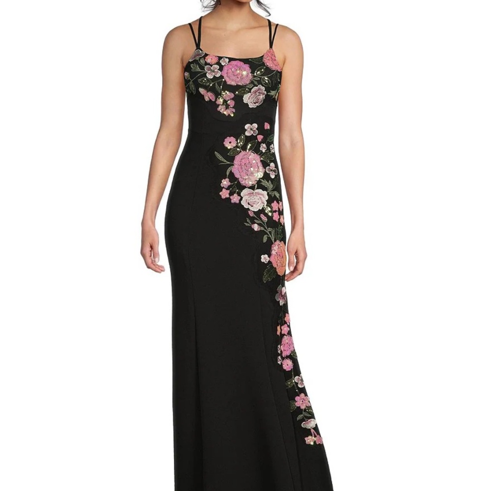 NWT Black floral prom dress